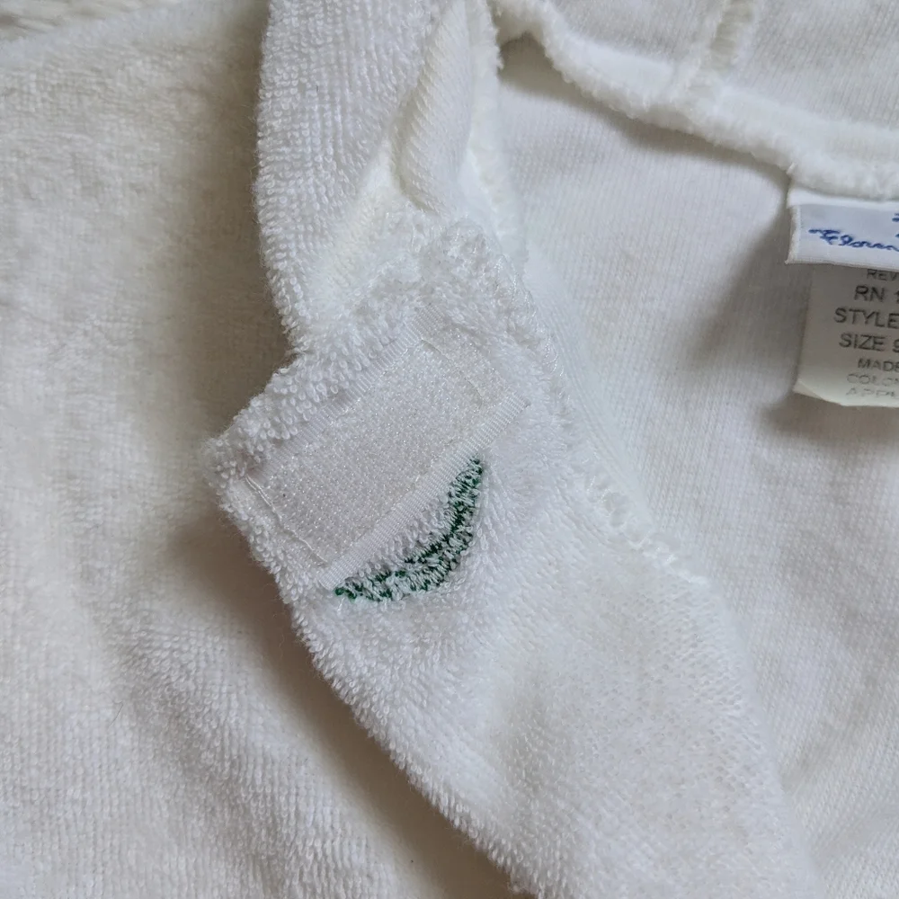 Florence Eiseman Hooded Terry Swim Cover-up White with Pink Petal Flowers 9-12m